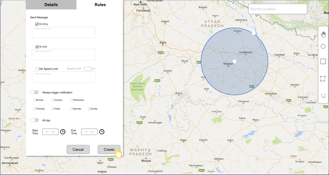Setting geofence rules