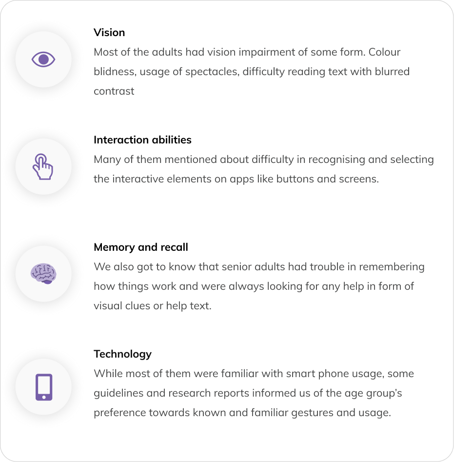 Common ailments observed in senior adults
